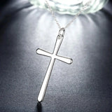 Sterling Silver Long Cross Pendant Necklace for Women Wedding