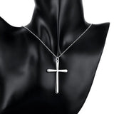 Sterling Silver Long Cross Pendant Necklace for Women Wedding