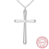 Sterling Silver Long Cross Pendant Necklace for Women Wedding