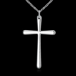 Sterling Silver Long Cross Pendant Necklace for Women Wedding
