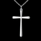 Sterling Silver Long Cross Pendant Necklace for Women Wedding