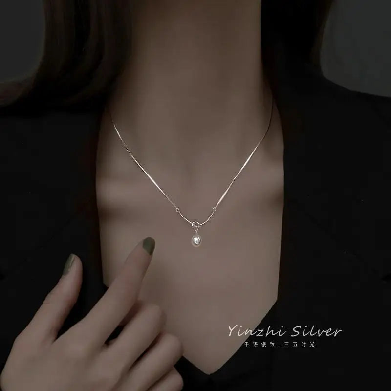 925 Sterling Silver Pearl Necklace & Pendant Set