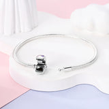 925 Silver Pink Purple Butterfly Bracelet Romantic Jewelry