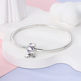 925 Silver Pink Purple Butterfly Bracelet Romantic Jewelry