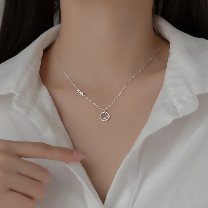 925 Sterling Silver Smile Lucky Necklace for Women