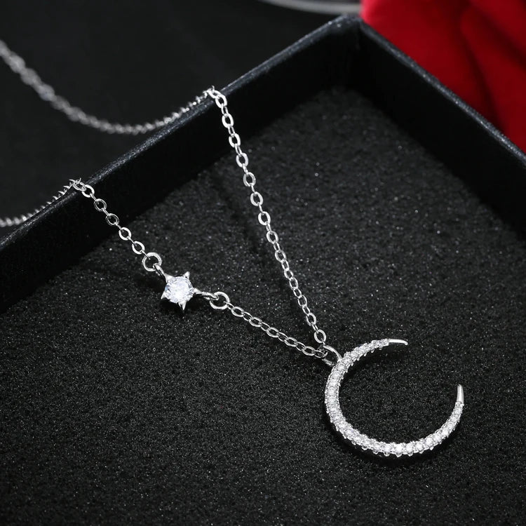 925 Silver Star & Crescent Necklace Pendant