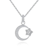 Star Moon 925 Silver Necklace Women Pendant