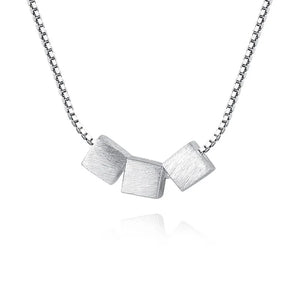 925 Silver Three Squares Necklace & Pendant Set