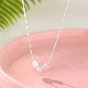 925 Silver Three Squares Necklace & Pendant Set