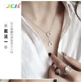 925 Sterling Silver Double Circle Necklace Pendant Hot Pure Silver Jewelry