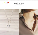 925 Sterling Silver Double Circle Necklace Pendant Hot Pure Silver Jewelry