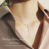 925 Sterling Silver Double Circle Necklace Pendant Hot Pure Silver Jewelry