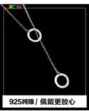925 Sterling Silver Double Circle Necklace Pendant Hot Pure Silver Jewelry