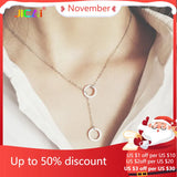 925 Sterling Silver Double Circle Necklace Pendant Hot Pure Silver Jewelry