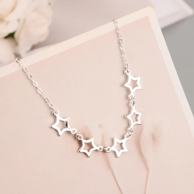 925 Silver Stars Necklace Pendant for Women