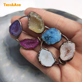 Agate Druzy Geode Pendant Natural Quartz Crystal Necklace