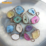 Agate Druzy Geode Pendant Natural Quartz Crystal Necklace