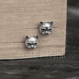 925 Sterling Silver Cat Ear Studs Animal Earrings Vintage Jewelry