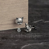 925 Sterling Silver Cat Ear Studs Animal Earrings Vintage Jewelry