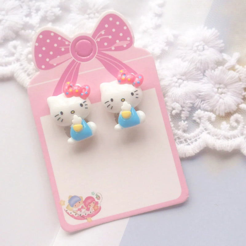 Pink Cats Clip on Earrings for Kids Girls No Pierced Children Women Earrings