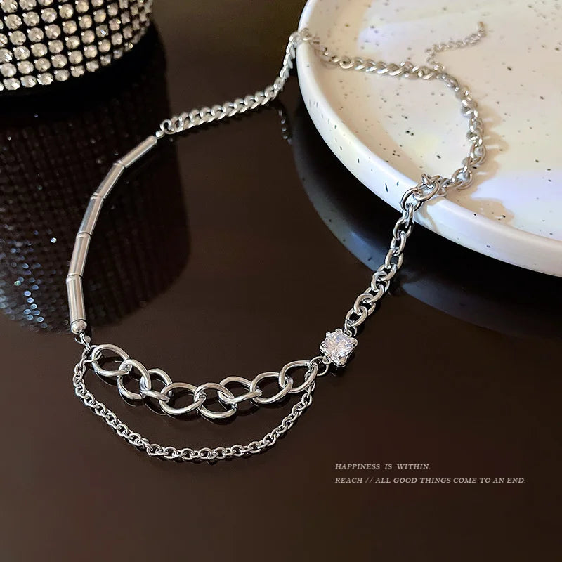 Titanium Steel Sweater Necklace For Women Men Hip-hop Jewelry