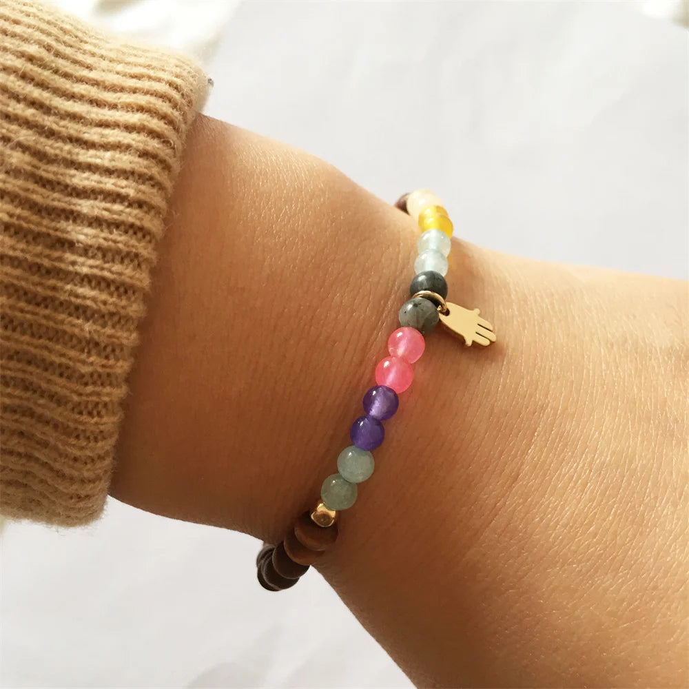 Metal Cubic Bead Strand Bracelet for Women