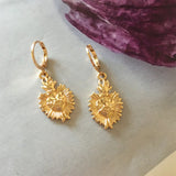 Textured Heart Charm Hoop Earrings For Women