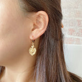 Textured Heart Charm Hoop Earrings For Women