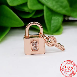 Arrivals Padlock & Key Dangle Charm 925 Sterling Silver Bracelet Gift