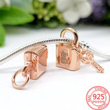 Arrivals Padlock & Key Dangle Charm 925 Sterling Silver Bracelet Gift