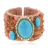 Turquoise Beaded Cuff Bracelet for Women
