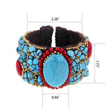 Turquoise Beaded Cuff Bracelet for Women
