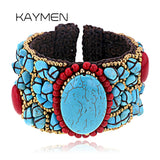Turquoise Beaded Cuff Bracelet for Women