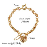 Arrivals Heart Lock Retro Gold Plated Bracelet Jewelry