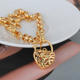 Arrivals Heart Lock Retro Gold Plated Bracelet Jewelry