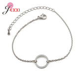 Women's 925 Sterling Silver Link Chain Bracelet with Circle Charms