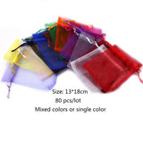 Organza Drawstring Gift Bags 13*18cm 80pcs/lot