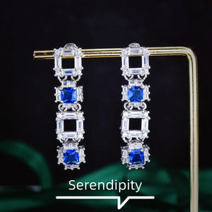 Geometric Gemstone Earrings Sparkling Diamond Studs