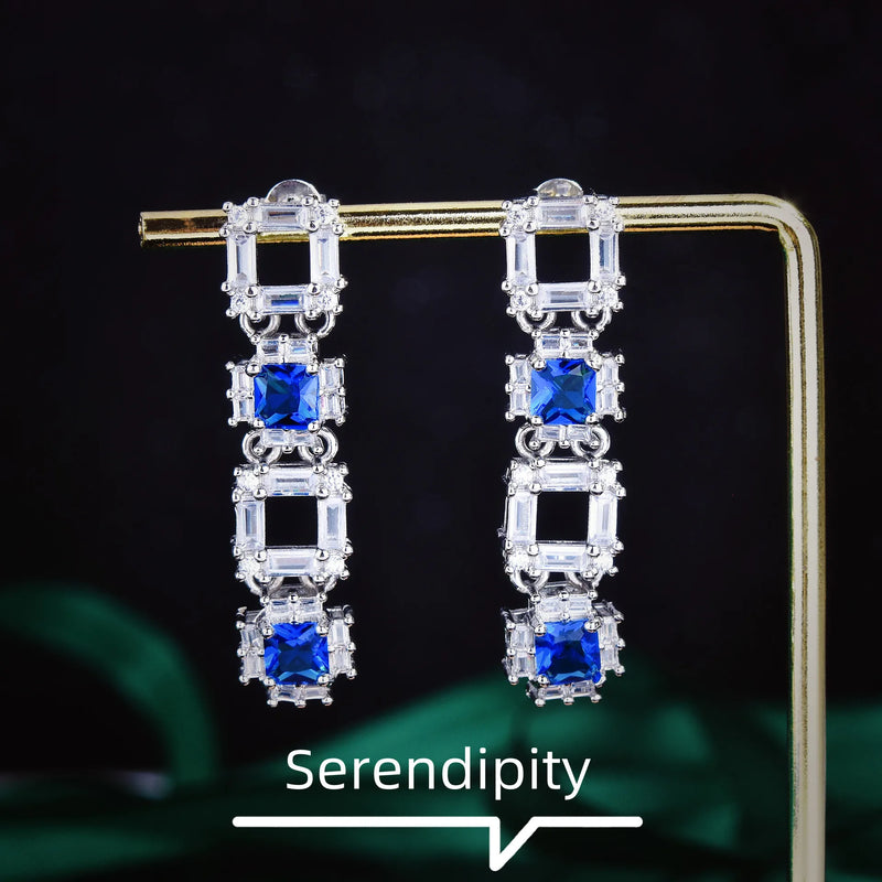 Geometric Gemstone Earrings Sparkling Diamond Studs