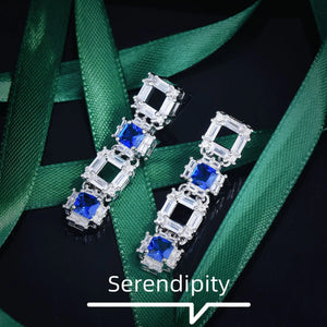 Geometric Gemstone Earrings Sparkling Diamond Studs
