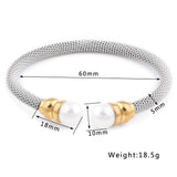 Stainless Steel Bracelets Bangle Twisted Wire Pearl Charm Accessories Women