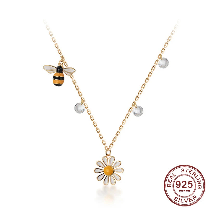 Sterling Silver 925 Bee Charm Necklaces for Women