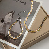 Bohemia Snake Chain Necklace Set for Women Stainless Steel Waterproof Jewelry