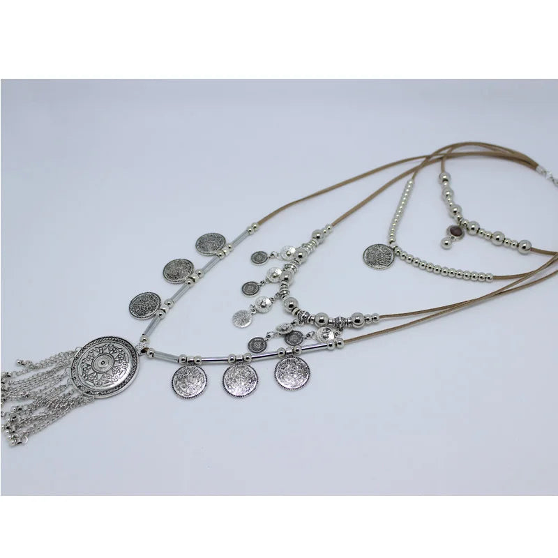 Bohemian Colorful Beads Tassel Pendant Necklace for Dress
