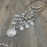 Bohemian Colorful Beads Tassel Pendant Necklace for Dress