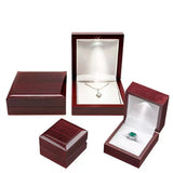 Wooden Wedding Ring Jewelry Box with LED Light