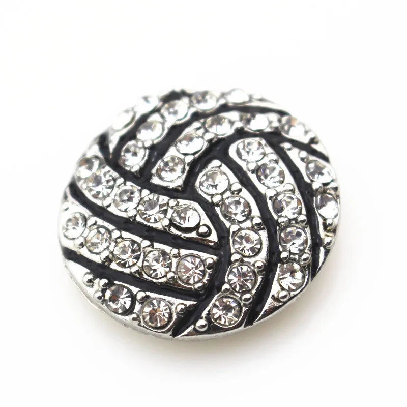 10pcs Crystal Volleyball Snap Button for 18mm Ginger Snap Bracelet Pendant DIY