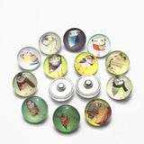 20pcs Owl Snap Buttons 18mm Animal Print Glass DIY Snap Bracelets