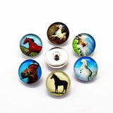 20pcs/lot horse Snap Buttons 18mm Glass Fit DIY Snap Bracelets&Bangle Jewelry