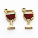 20pcs/lot Red Wine Stem Glass Charm Enamel Dangle Charms DIY Bracelets